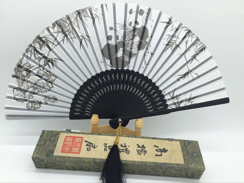 Women's Day-style folding fan Chinese fan Gift Silk Fan Genuine Silk Silk Process Folding Upscale Panda Woman Fan