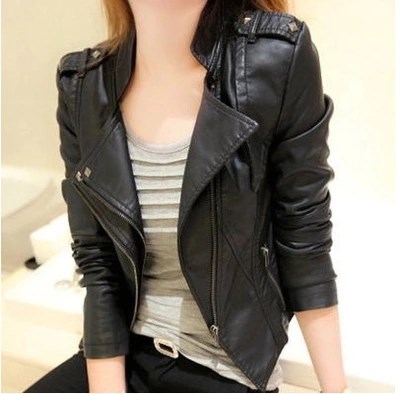 Autumn women leather jacket winter short coats