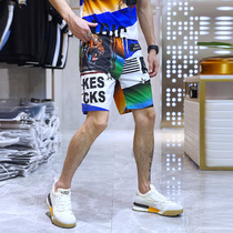 European Station 2021 Summer New Tide Brand Slim European Goods Heavy Industry Tiger Head Print Casual Shorts Beach Pants Men