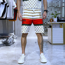 European station 2021 summer new fashion brand mens slim ice print sports stripes casual shorts beach pants