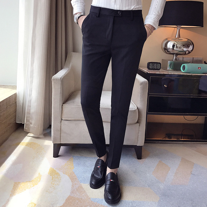Summer new solid color trousers casual trousers men's pencil pants Korean version of business suit pants Slim trousers men's models