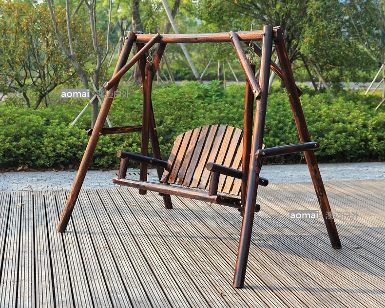 Carbonized chống ăn mòn gỗ vườn rocking chair ban công rắn ghế xích đu gỗ trong nhà ghế gỗ đồ gỗ ngoài trời ghế công viên