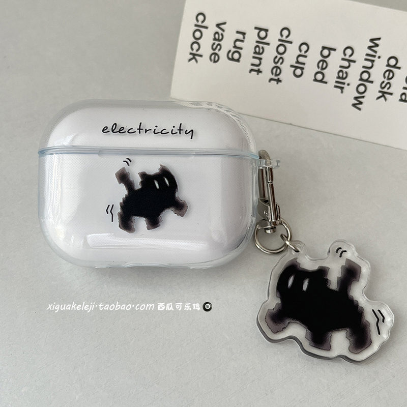 Funny Cat Cute ins Style Simple Airpodspro3 Protective Case Suitable for Apple Earphones Protective Shell 234 Wireless Bluetooth Case 1/2 Generation/3/4/5 Generation Original Silicone Transparent