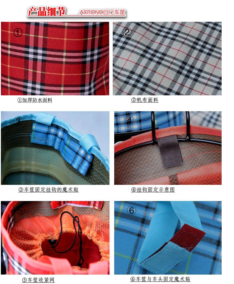 Panier pour vélo ME TOO en toile - Ref 2256453 Image 7