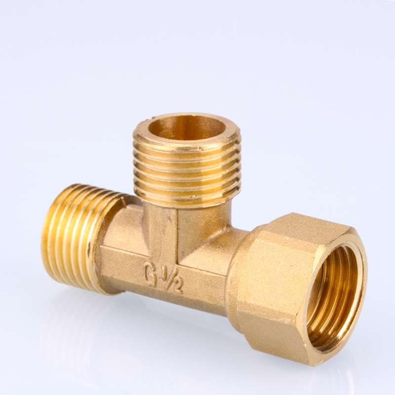 Full copper thickened live contact tee joint water pipe fuel gas pipe 4 parts copper joints accessories internal wire external wire live tee