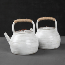 Liuhtang Jingdezhen Japanese powder boiling teapot color glaze tea cooker pottery pot lifting beam tea retro purple clay pot