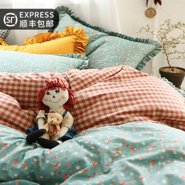 South Korea pure handmade custom cotton garden floral quilt set can be customized