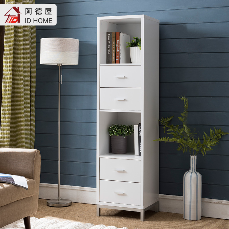 Single bookcase bookshelf Simple modern lattice cabinet with door storage cabinet Storage cabinet Multi-function cabinet installation at home