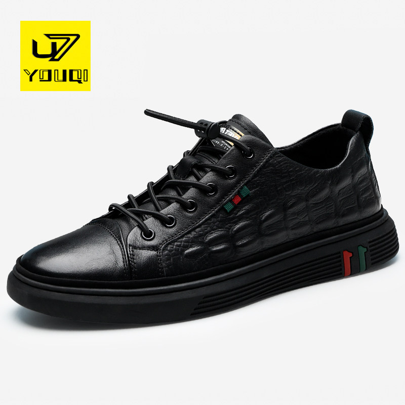 U7 brand men's shoes autumn 2022 new leather breathable soft bottom casual sneakers men's top layer cowhide shoes men