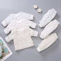 Newborn autumn and winter thin cotton coat Newborn baby warm clothes padded newborn baby thickened split suit