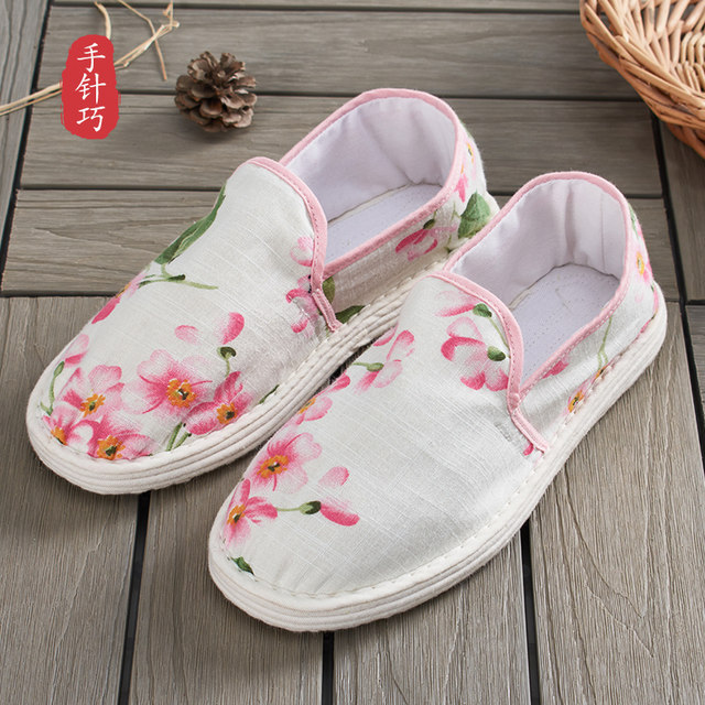 Spring and summer new style old Beijing thousand-layer sole handmade cloth shoes for women, breathable, casual, soft-soled, one-step pregnant women's soft-soled shoes