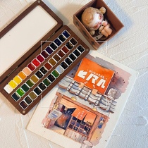 Watercolor Paint Hupeach Wood Brass Sheet Sheet Small Mar Box Meryl Содержащий Пустой Ящик