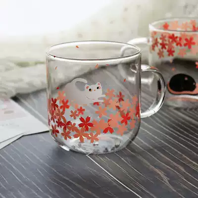 Milk Cup with handle grab Cup coffee cup coffee cup gift tea set 300ml cat student couple glass cold drink cup