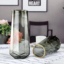 New light lavish style minimalist wind glass vase transparent water Lily Rose Flower Arrangement Living-room Pendulum