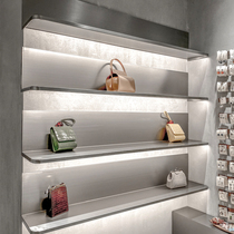 Shop Shoe Bag Show Shelf Adornment Rack Wall Stainless Steel Shelving Shelf Wall-mounted Separator Products Display Shelf