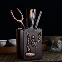 Ebony tea ceremony six gentlemen set solid wood kung fu tea set tea accessories combination Tea Needle spoon cup holder maintenance pot pen