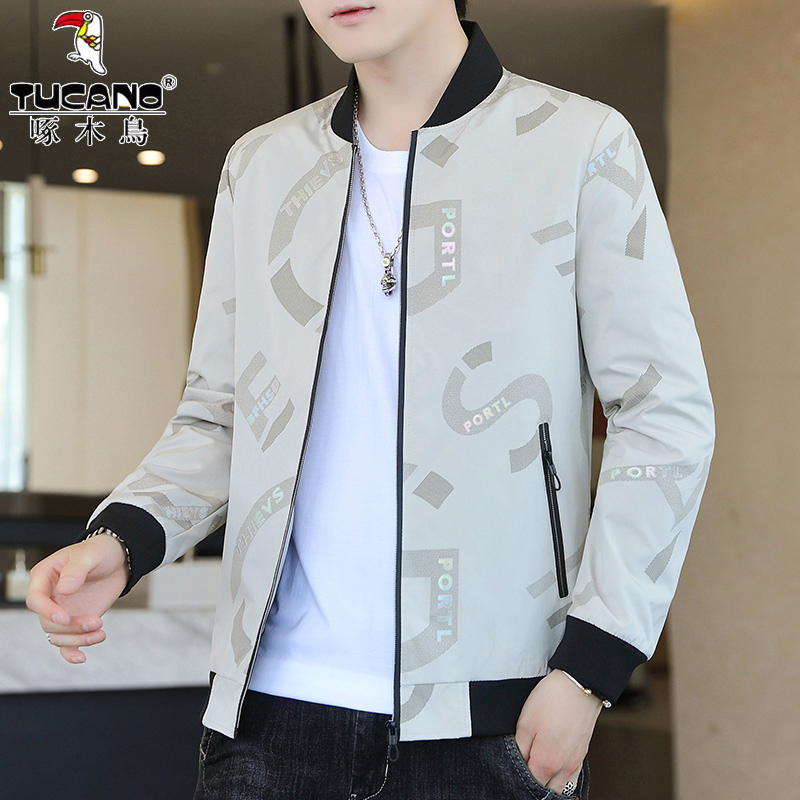 Woodpecker Jacket Men's Spring and Autumn New Casual Slim Korean Style Winter Plus Size Top Coat Men's Trendy Men's Clothing