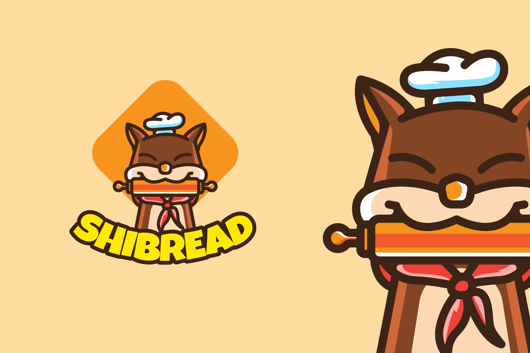 动物厨师卡通形象烘焙面包店Logo设计模板 SHIBA INU BAKERY – Mascot & Esport Logo设计素材模板