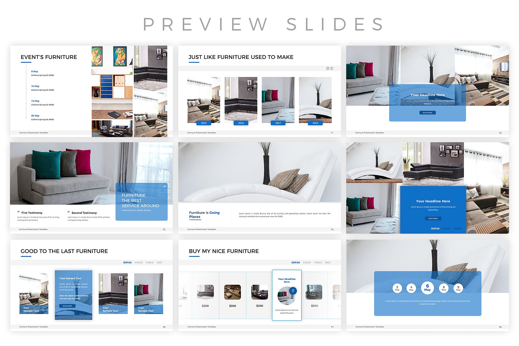 现代家具演示的Keynote幻灯片模板下载 Furniture Presentation Template [key]设计素材模板