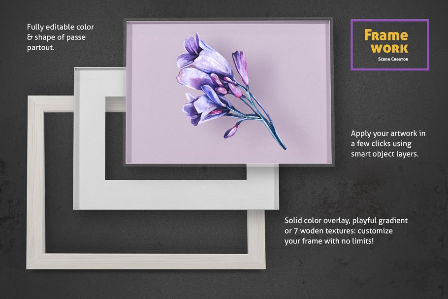 北欧时尚的漂亮的画框样机设计元素素材 fr<x>amed Art Scene Creator设计素材模板