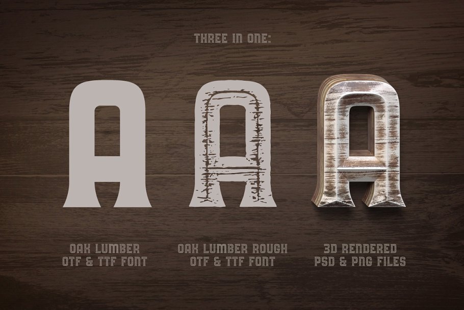 橡木木材效果的字体+PSD图层样式下载 Oak Lumber Typeface + PSD Set设计素材模板