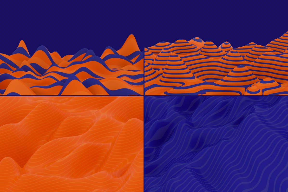 3D抽象波纹线条高清背景图素材 3D Abstract Wavy Lines Backgrounds设计素材模板