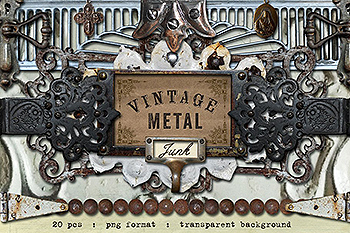 20个复古金属垃圾图标集 vol.3 Vintage Metal Junk Graphics Set 3