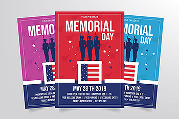 美国纪念日传单设计模板 Memorial Day Flyer Template