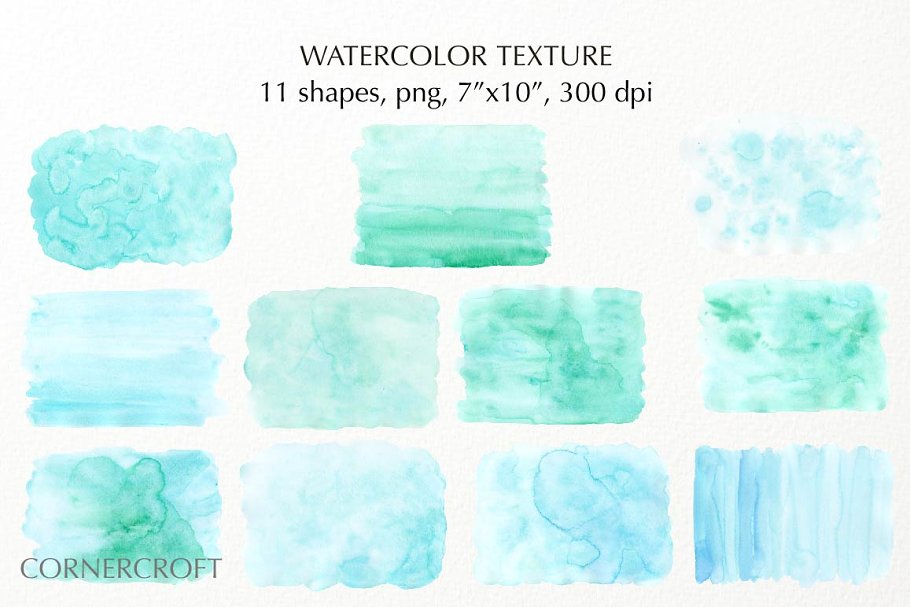 薄荷水彩绿松石肌理纹理 Watercolor Mint Turquoise Texture设计素材模板