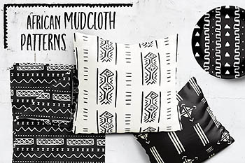 手绘图案非洲风格的纹理背景 African Mudcloth Handdrawn Patterns