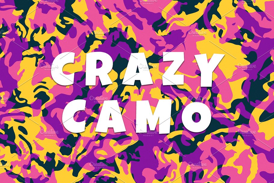 绚丽的热烈的迷彩纹理合集 Crazy Camo设计素材模板