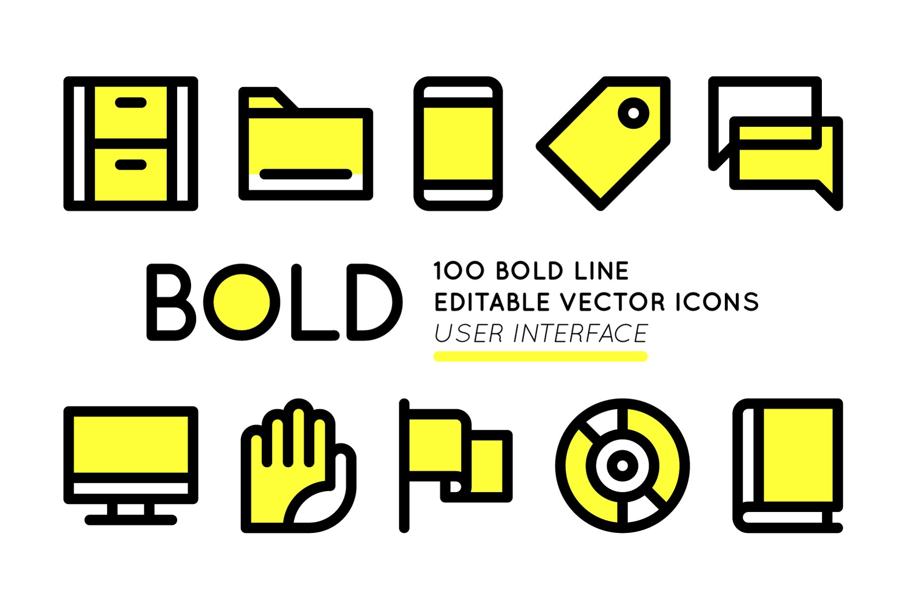 ui用户页面图标 BOLD icons User Interface essentials设计素材模板