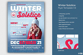 冬季海报英伦简洁的设计PSD模板 Winter Solstice Flyer PSD V3