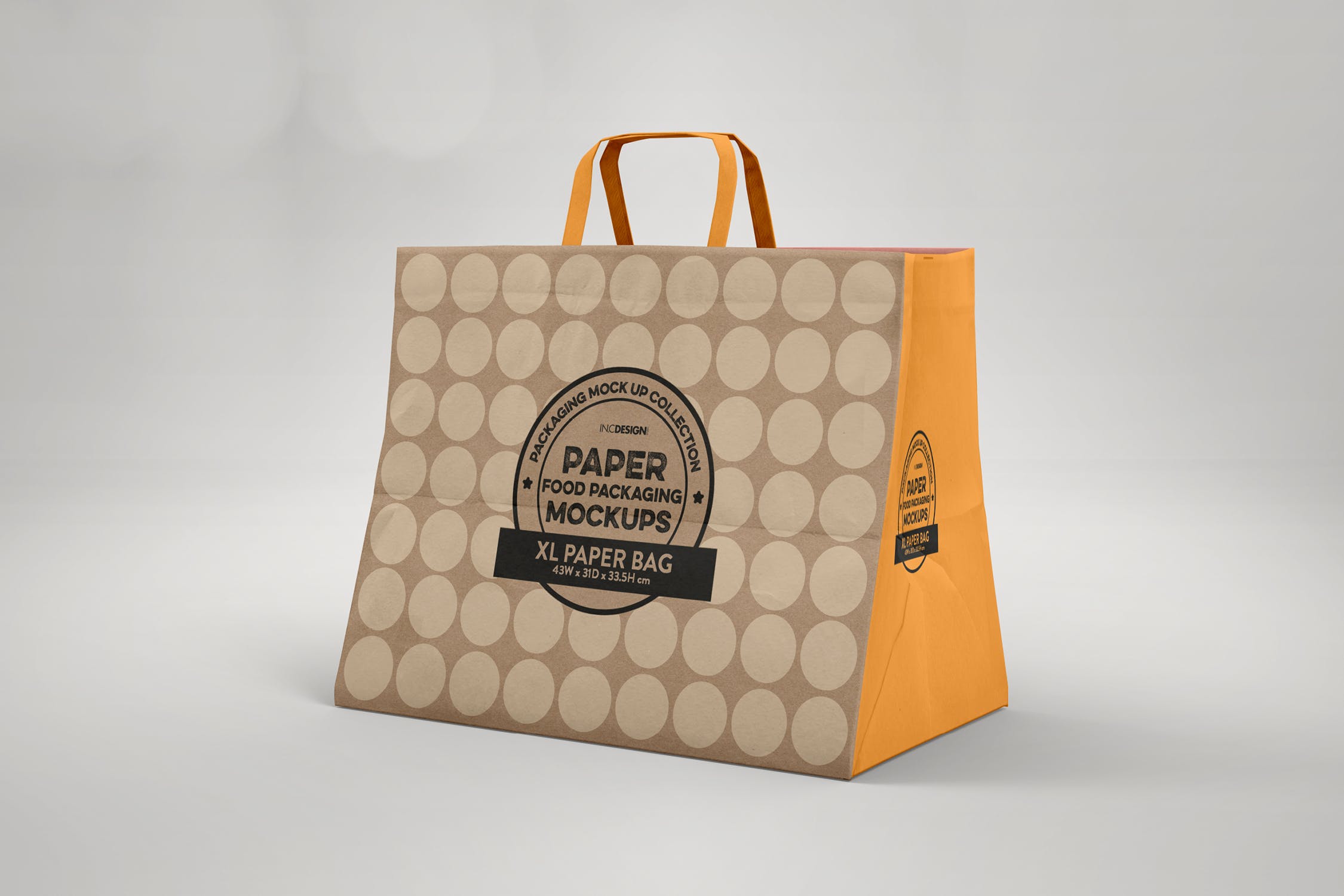 加大型购物纸袋设计图样机模板 XL Paper Bags with Flat Handles Mockup设计素材模板