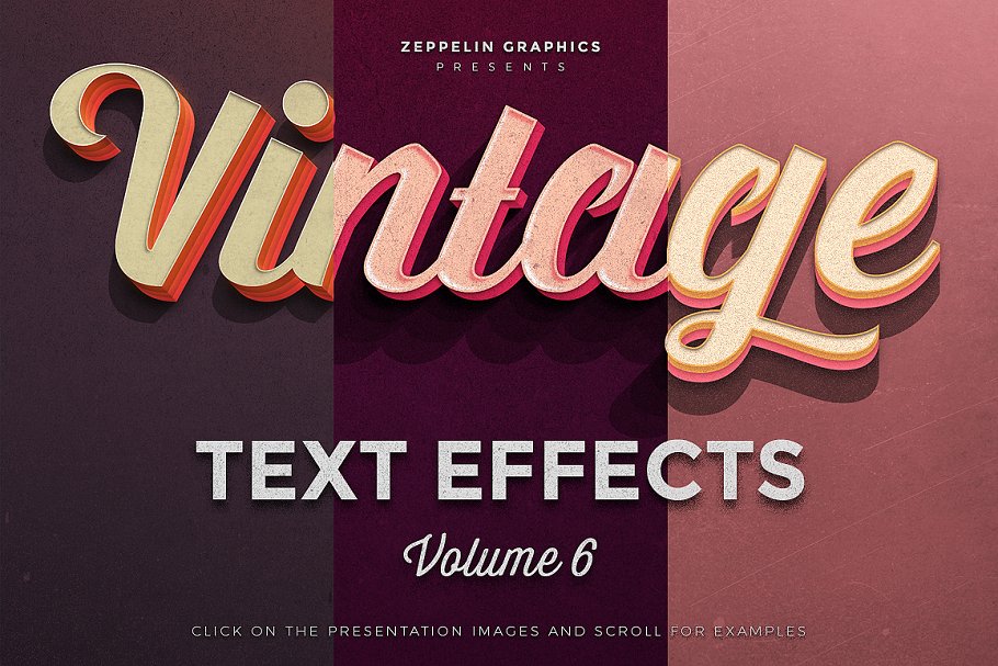 图层纹理复古做旧风格文本v6 Vintage Text Effects Vol.6设计素材模板