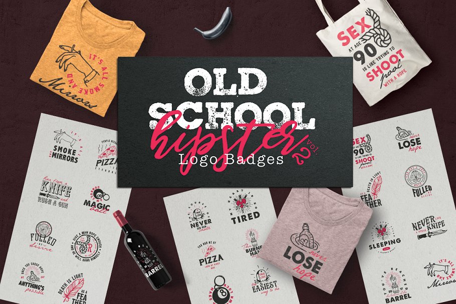 复古学校logo设计平面模板 Old School Hipster Logo Badges 2设计素材模板