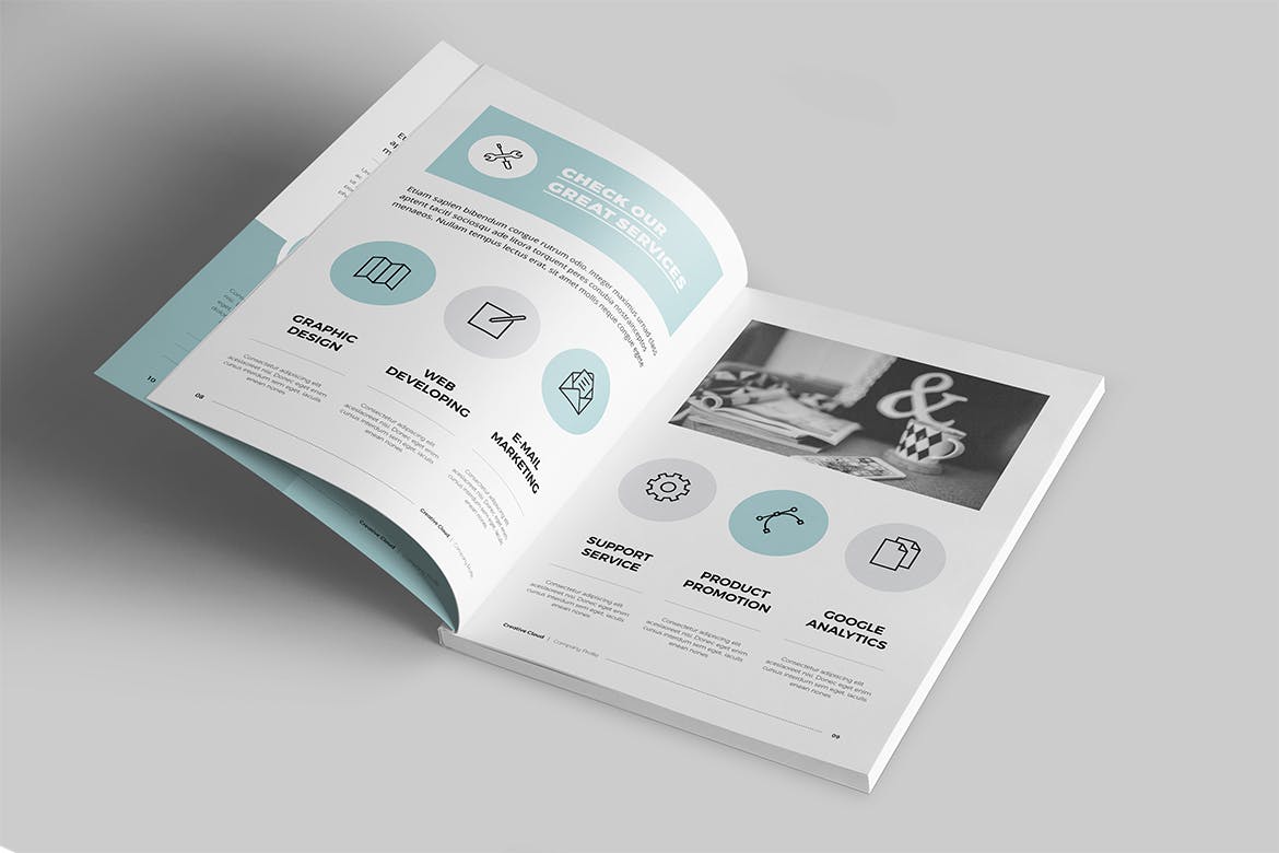 企业宣传册杂志画册 简单好用的企业画册模板下载 [indd]设计素材模板