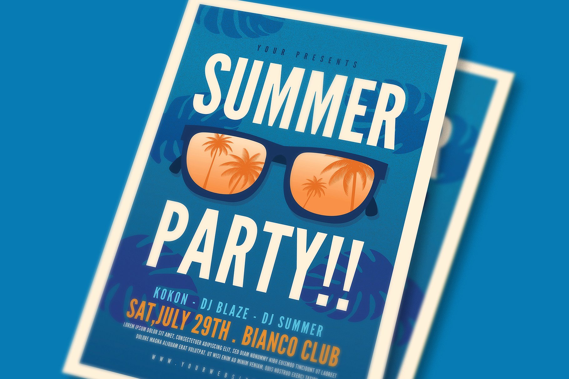  海报设计夏季度假 Summer Party Flyer设计素材模板