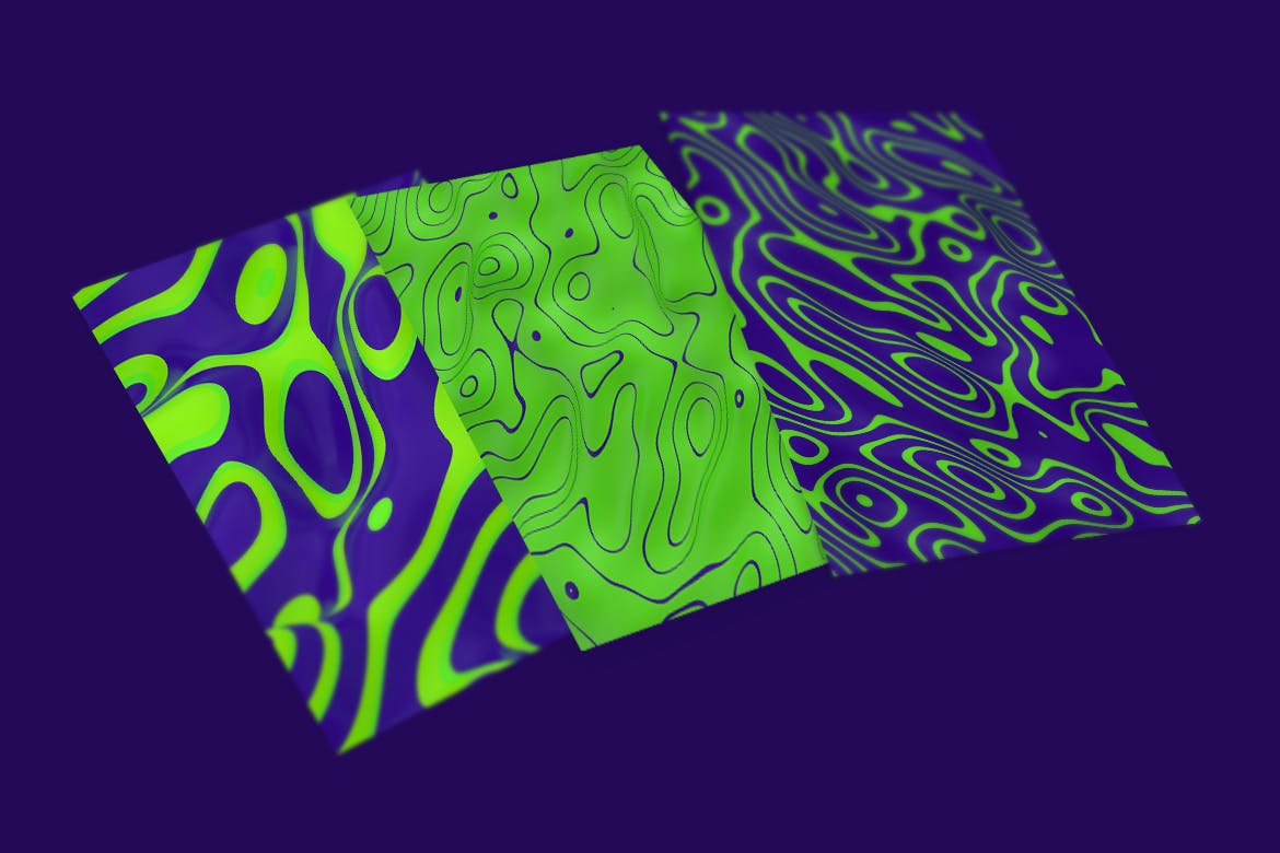 抽象蓝绿色3D波浪线背景图素材 Abstract 3D Wavy Lines Background -Green and Blue设计素材模板