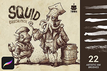 Procreate笔刷素材 Squid Brush Pack for Procreate