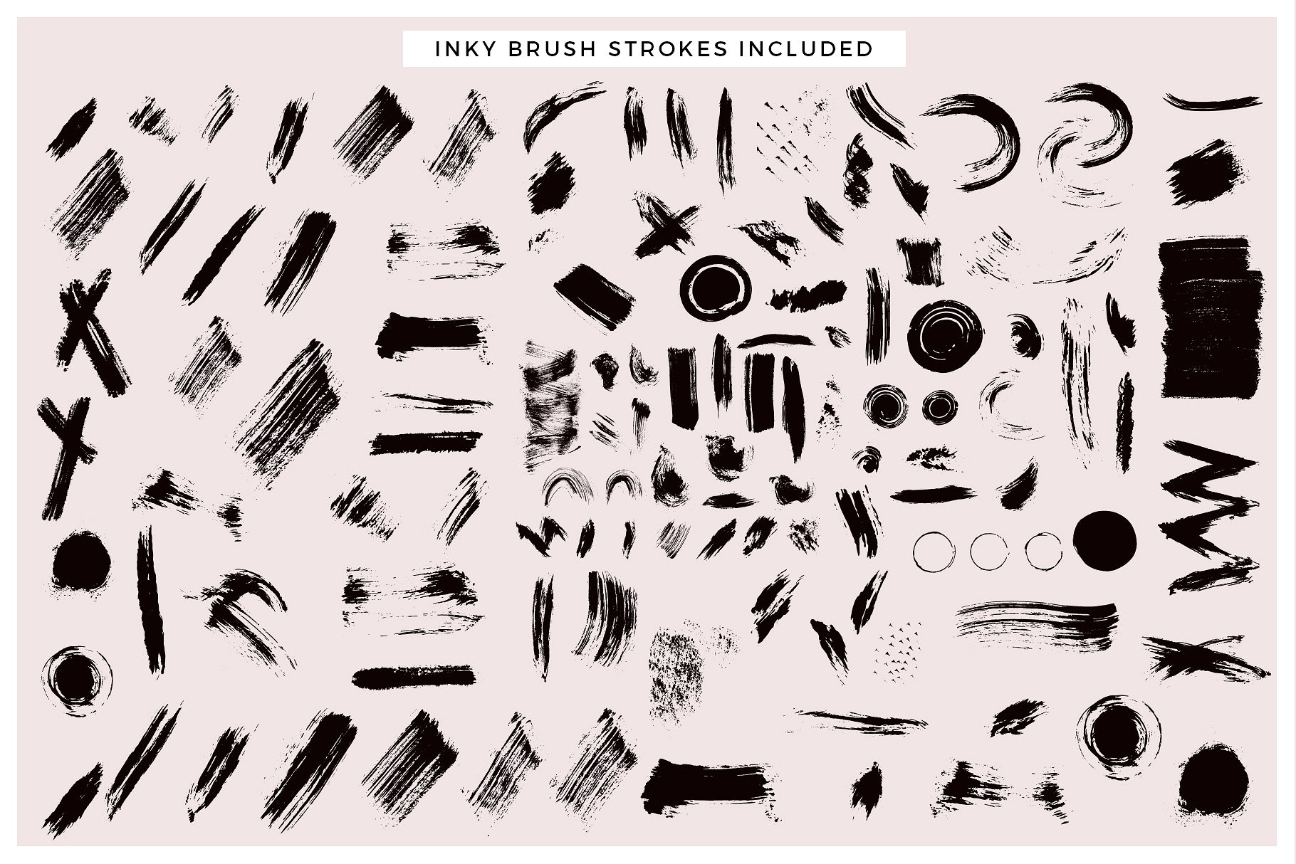 油漆笔刷笔触素材 Inky Brush Strokes设计素材模板