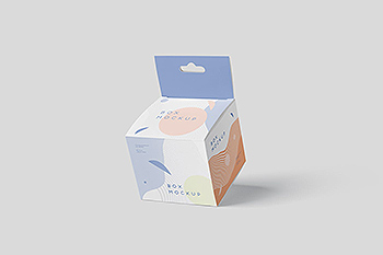 挂耳式迷你方形包装盒样机模板 Box Mockup Set – Mini Square with Hanger