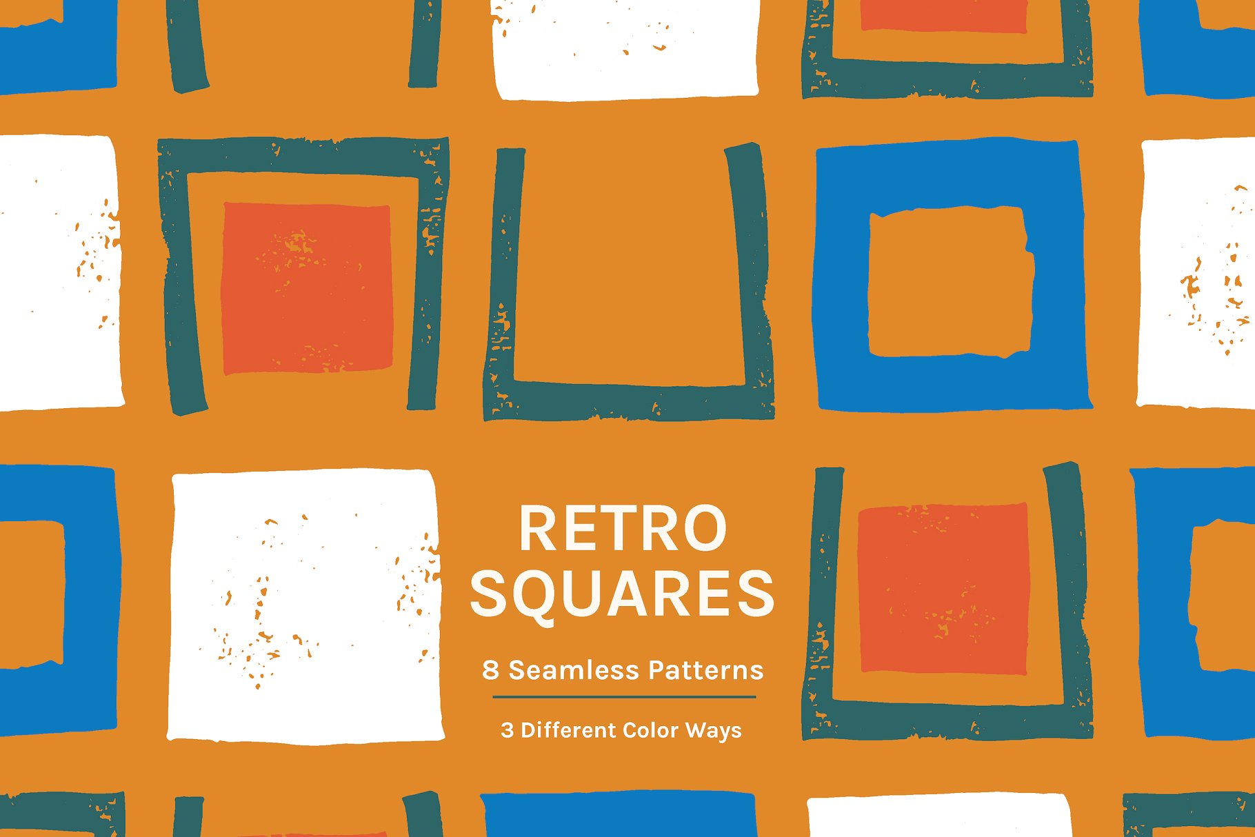 方形复古|无缝模式 Retro Squares | Seamless Patterns设计素材模板