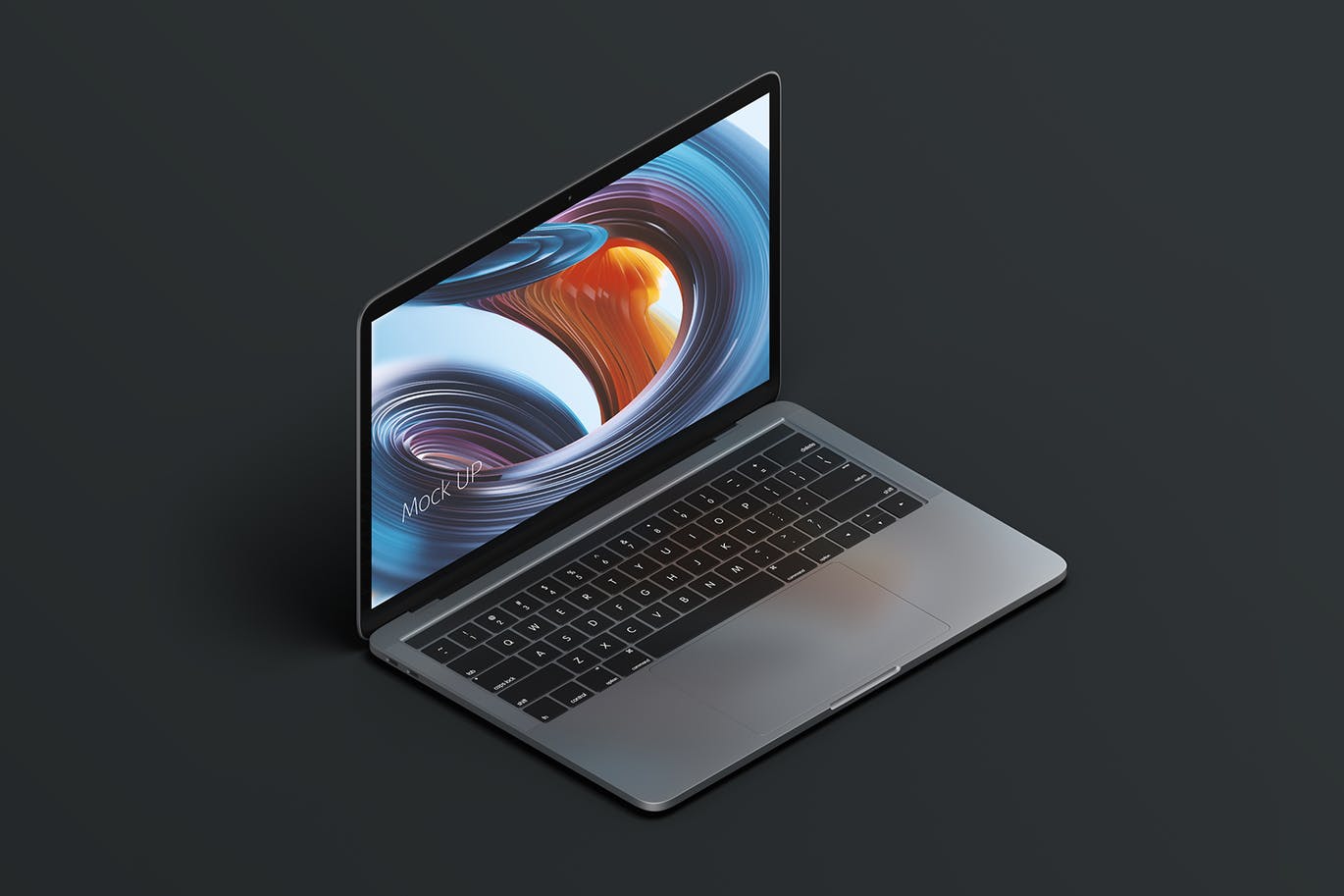 高品质稀有的时尚个性2.5D等轴等距Macbook PRO笔记本电脑VI样机展示模型mockups设计素材模板