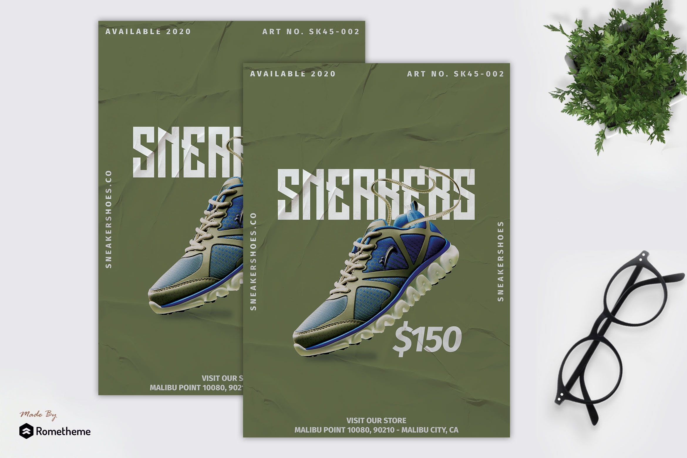 运动鞋单品促销海报传单设计模板 Sneaker Shoes – Product Promotion Flyer RB设计素材模板