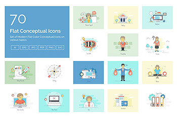 70个互联网概念图标 70 Flat Conceptual Icons