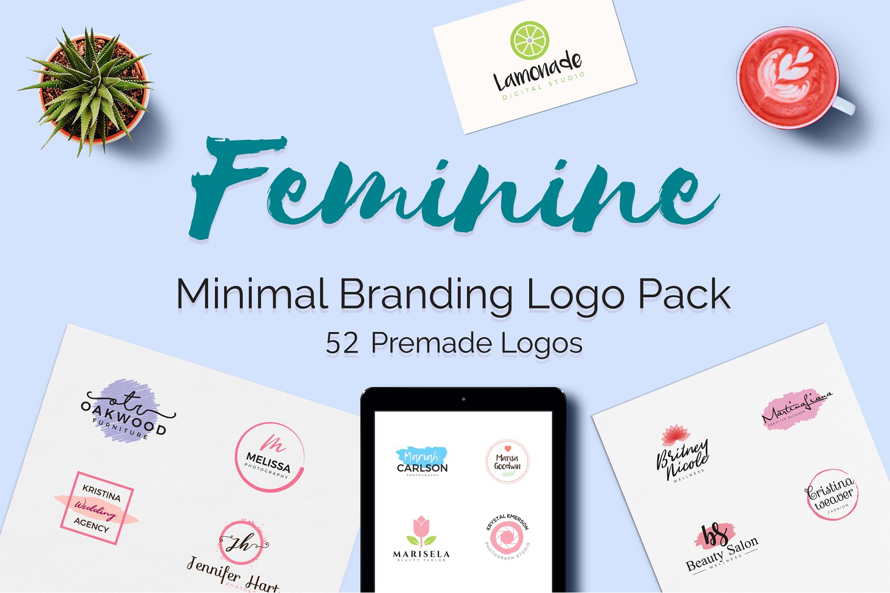 logo设计女性极简素材包 Feminine Minimal Branding Logo Pack设计素材模板
