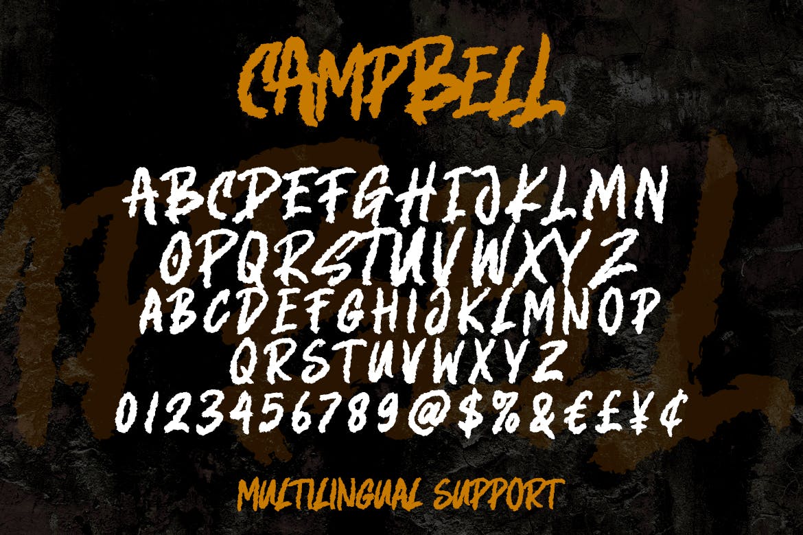 撕纸风格干笔刷英文艺术字体 Campbell – Rough Brush Font设计素材模板