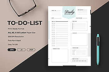 日常待办事项清单模板 Daily To-Do List Planner Daytimer