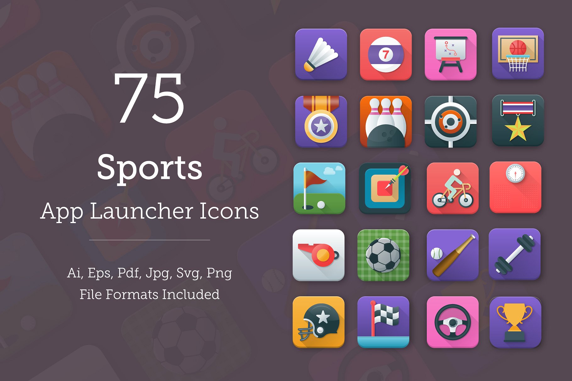 75个运动应用图标 75 Sports App Icons设计素材模板